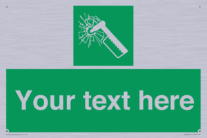 Custom sign safe condition emergency hammer